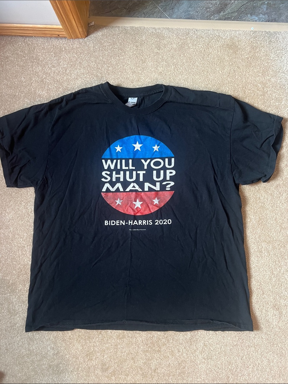 Biden-Harris 2020 Black Graphic Tee - "Will You Shut Up Man?"